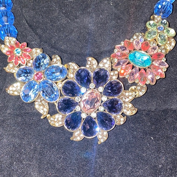 Heidi Daus Glorious Garden  Floral Blue, Purple, Pink, and Gold Necklace - Picture 4 of 8